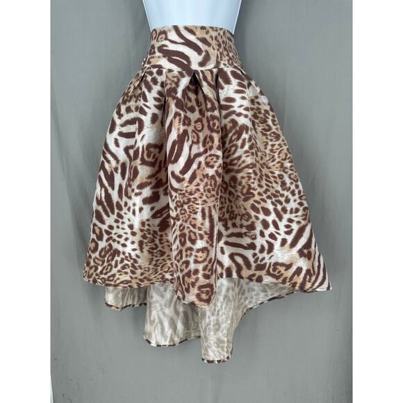 Y2K Vintage Skirt Womens Small Brown Animal Print Midi Stretch Party Event - Picture 1 of 8